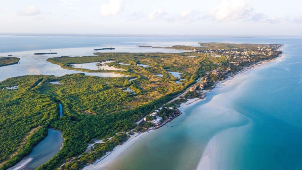 drone photo of isla holbox