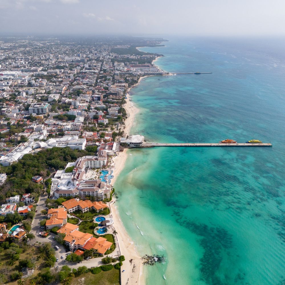 RMREG-Playa-Ferry-Drone Drone photo of Playa del Carmen looking North